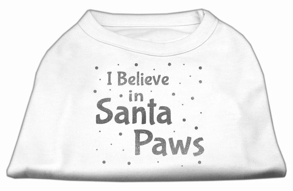 Christmas Screenprinted Dog Shirt, "I Believe In Santa Paws" - Image 5