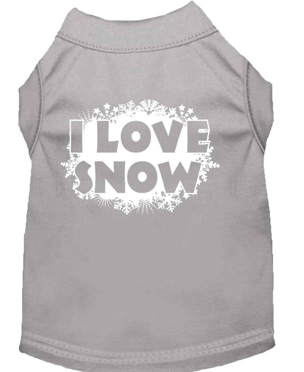 Christmas Screenprinted Dog Shirt, "I Love Snow" - Image 10