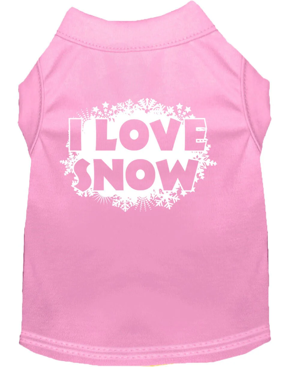 Christmas Screenprinted Dog Shirt, "I Love Snow" - Image 3
