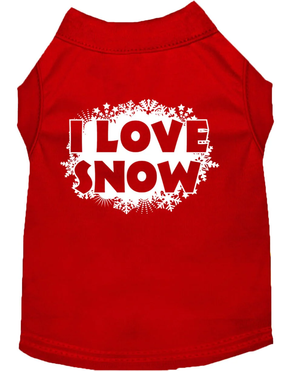 Christmas Screenprinted Dog Shirt, "I Love Snow" - Image 5