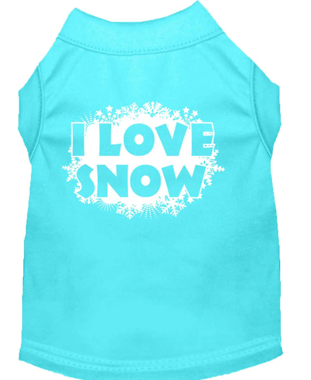 Christmas Screenprinted Dog Shirt, "I Love Snow" - Image 6