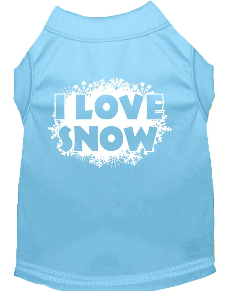 Christmas Screenprinted Dog Shirt, "I Love Snow" - Image 7