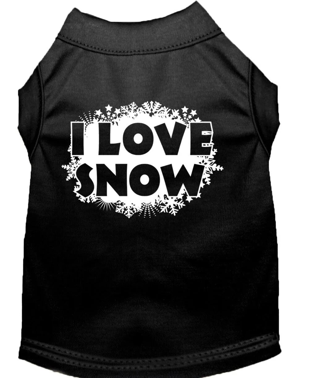 Christmas Screenprinted Dog Shirt, "I Love Snow" - Image 8