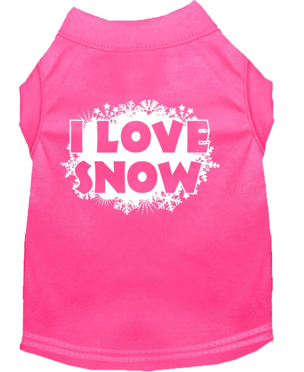 Christmas Screenprinted Dog Shirt, "I Love Snow" - Image 9