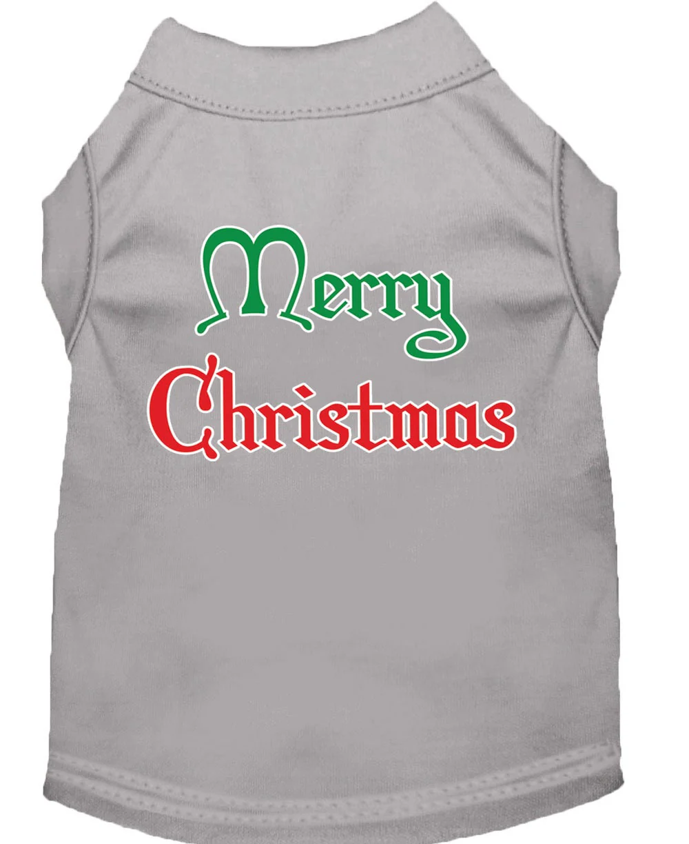 Christmas Screenprinted Dog Shirt, "Merry Christmas" - Image 4