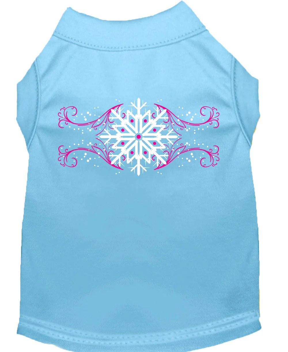 Christmas Screenprinted Dog Shirt, "Pink Snowflake Swirls" - Image 5