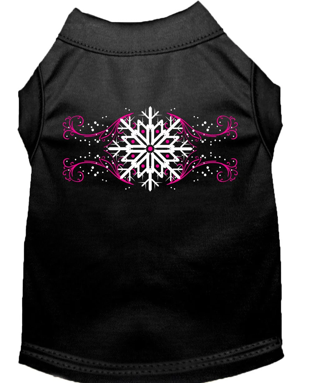 Christmas Screenprinted Dog Shirt, "Pink Snowflake Swirls" - Image 6