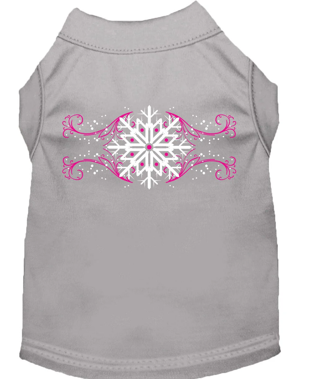 Christmas Screenprinted Dog Shirt, "Pink Snowflake Swirls" - Image 7