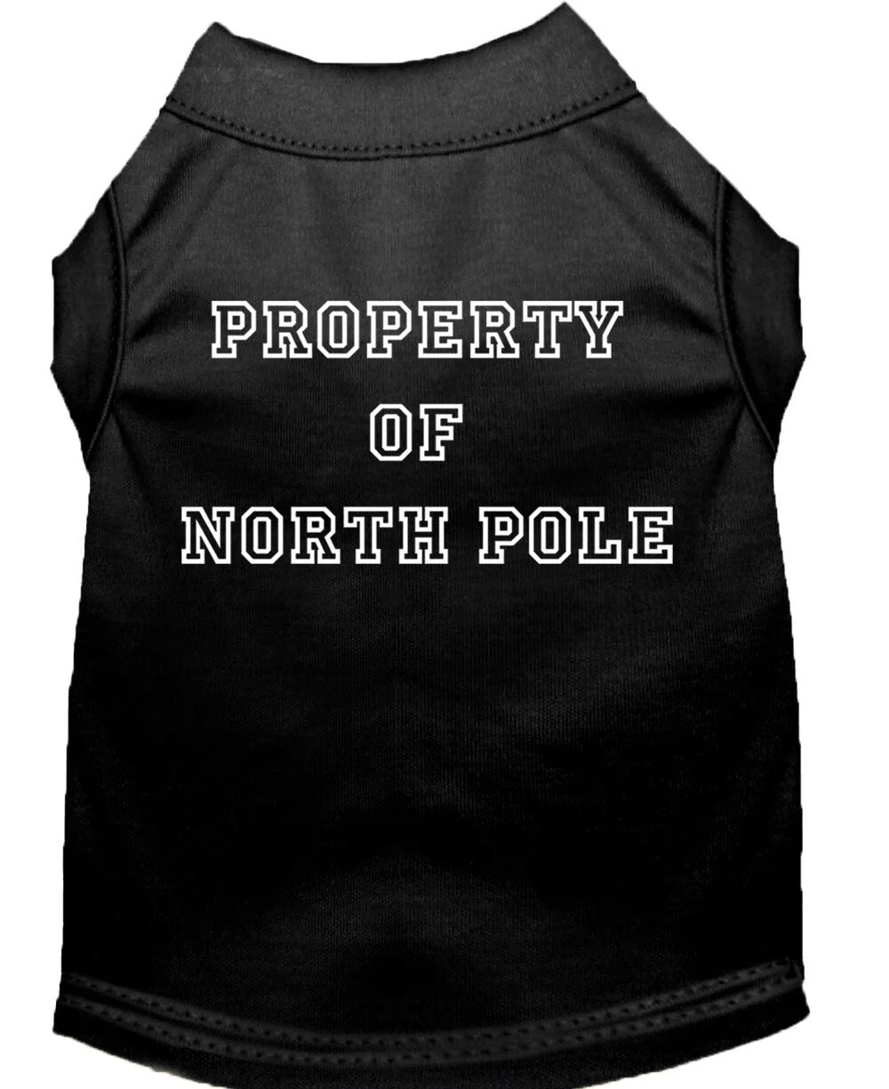 Christmas Screenprinted Dog Shirt, "Property Of North Pole" - Image 4