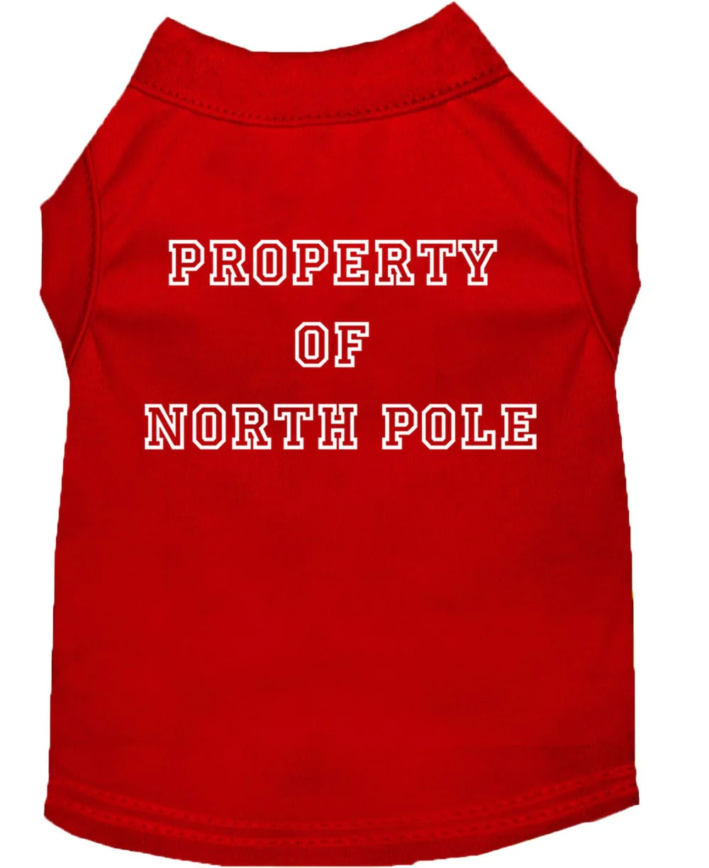Christmas Screenprinted Dog Shirt, "Property Of North Pole" - Image 5