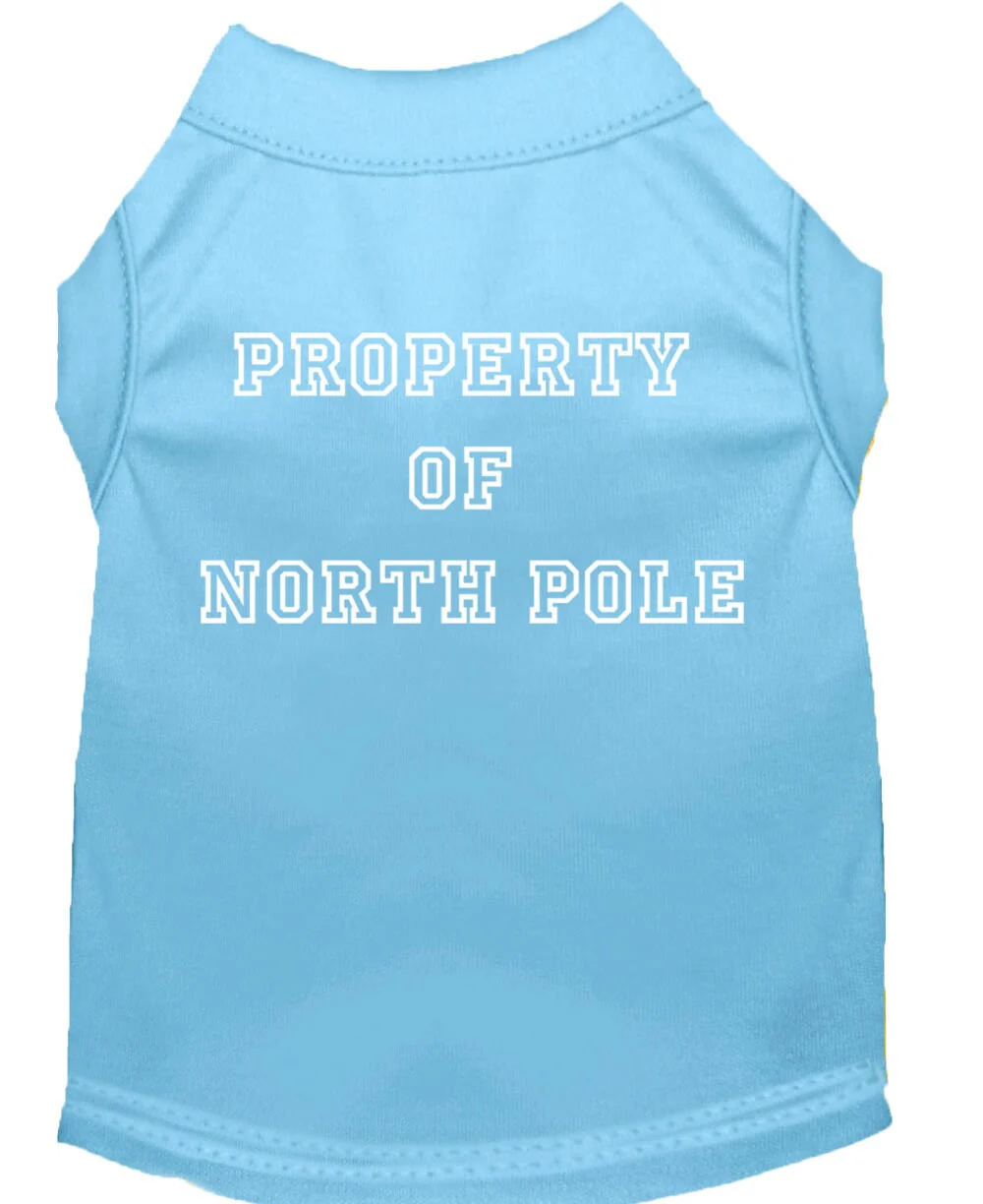 Christmas Screenprinted Dog Shirt, "Property Of North Pole" - Image 6