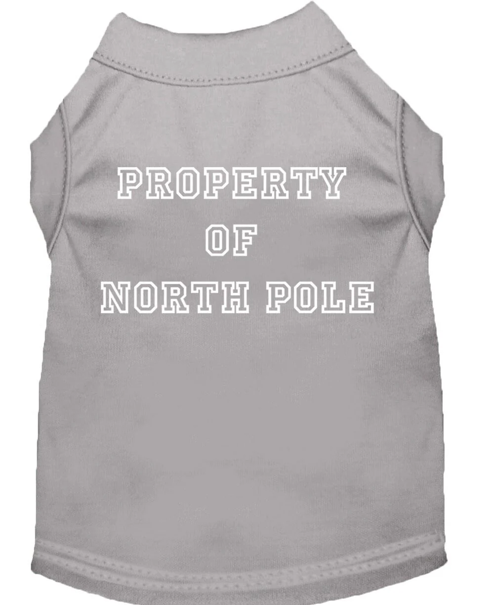 Christmas Screenprinted Dog Shirt, "Property Of North Pole" - Image 7