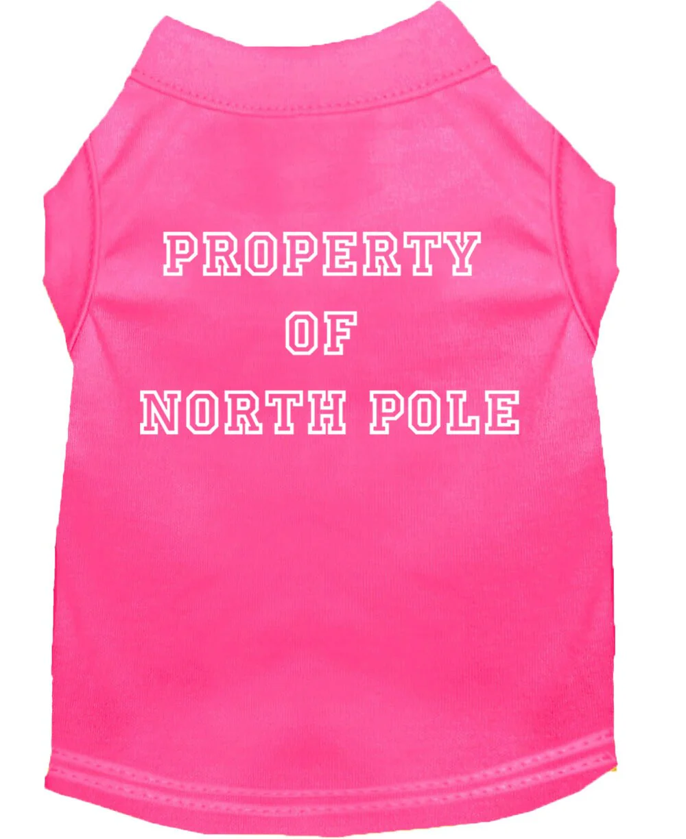 Christmas Screenprinted Dog Shirt, "Property Of North Pole" - Image 8