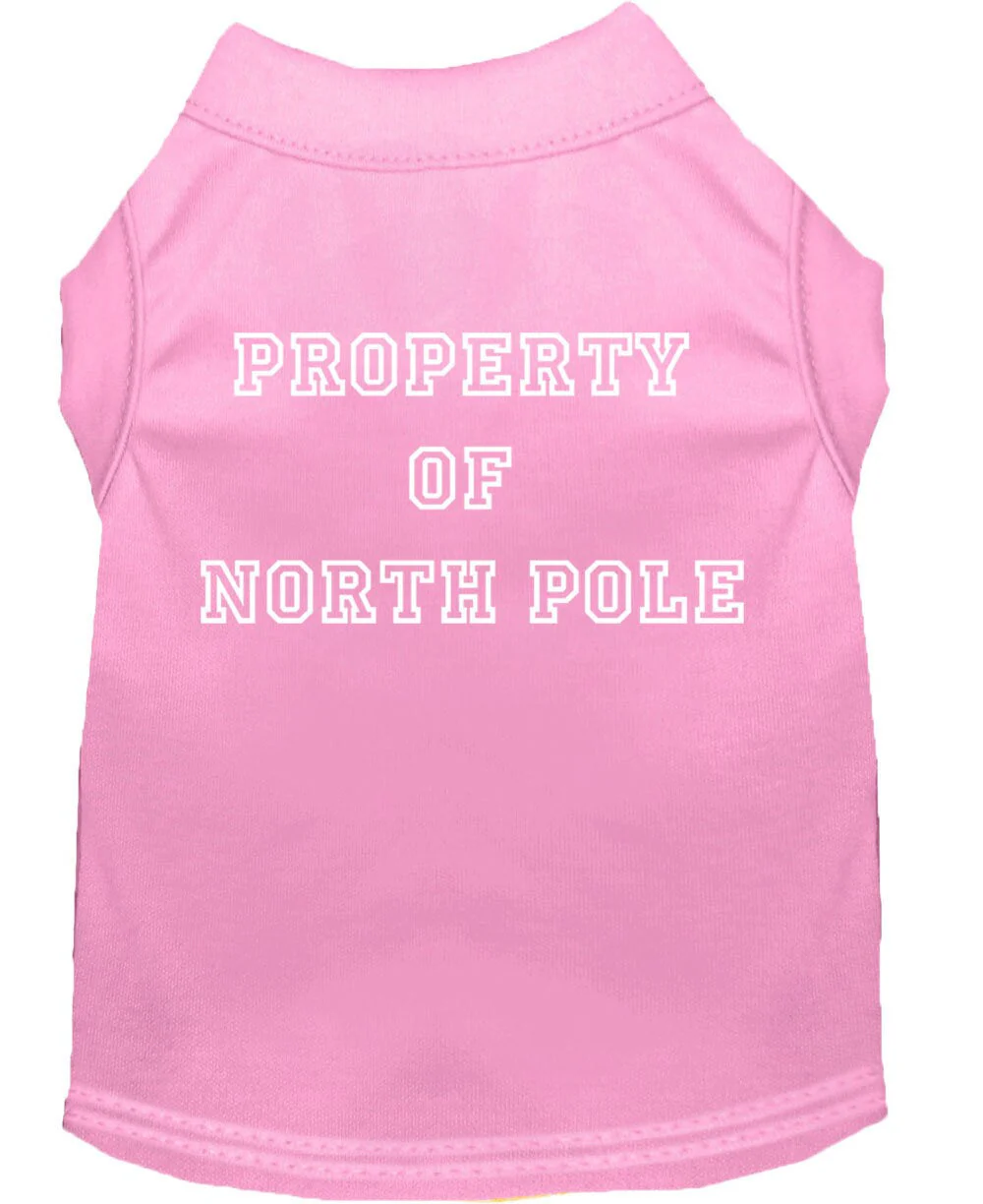 Christmas Screenprinted Dog Shirt, "Property Of North Pole" - Image 9