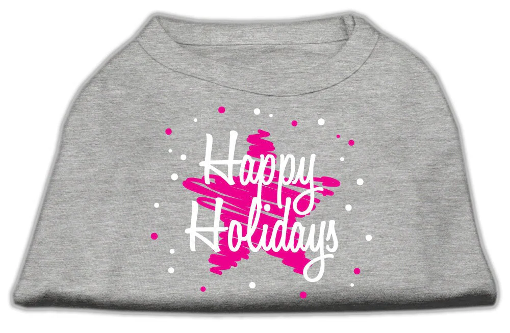 Christmas Screenprinted Dog Shirt, "Scribble Happy Holidays" - Image 3