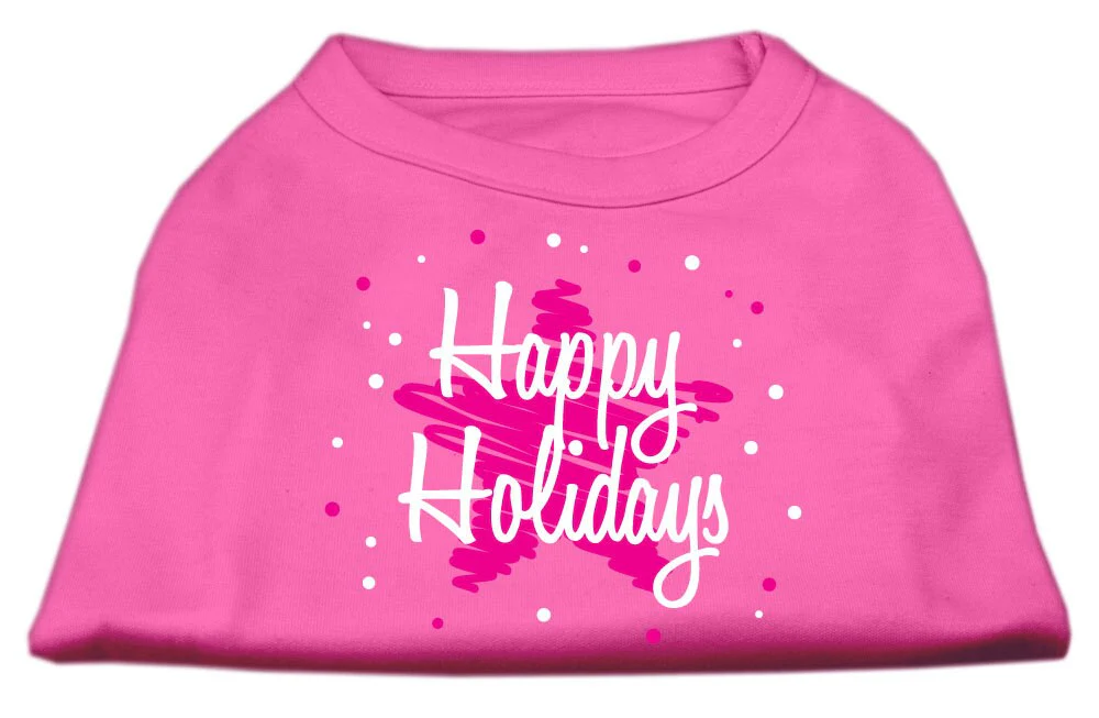 Christmas Screenprinted Dog Shirt, "Scribble Happy Holidays" - Image 4