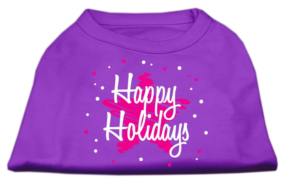 Christmas Screenprinted Dog Shirt, "Scribble Happy Holidays" - Image 6