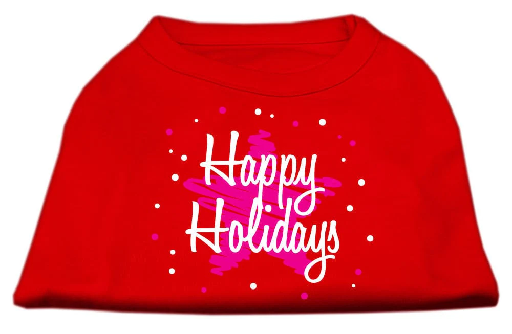 Christmas Screenprinted Dog Shirt, "Scribble Happy Holidays" - Image 7