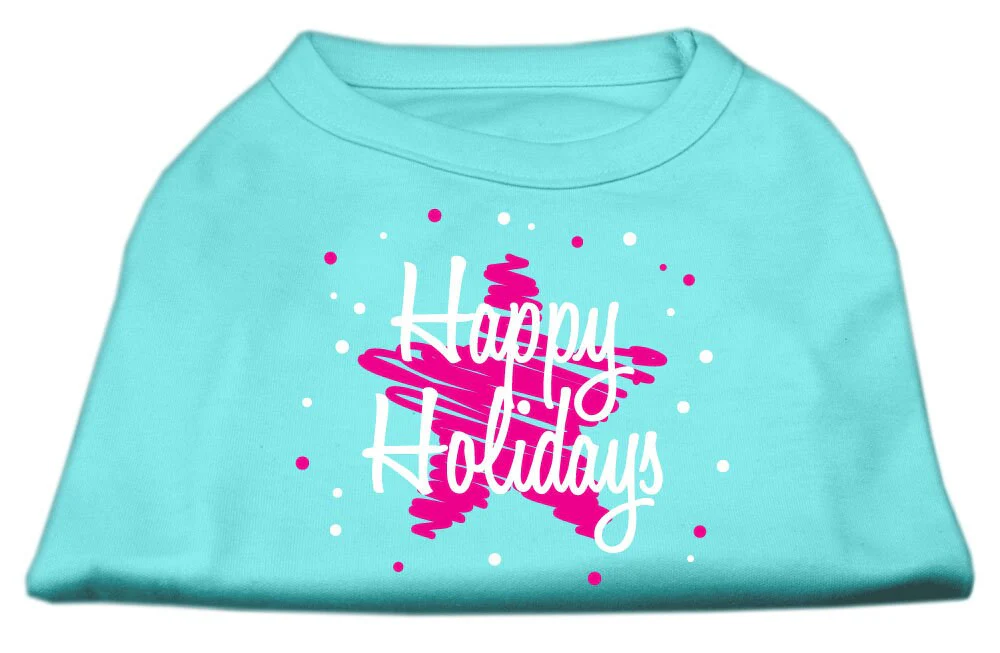 Christmas Screenprinted Dog Shirt, "Scribble Happy Holidays" - Image 8
