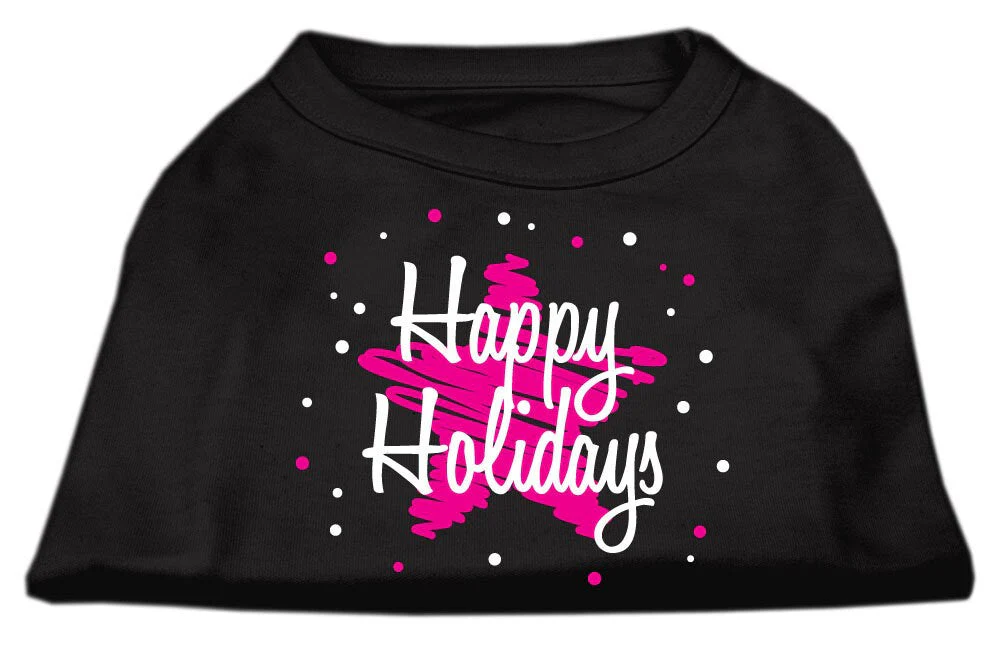 Christmas Screenprinted Dog Shirt, "Scribble Happy Holidays" - Image 9