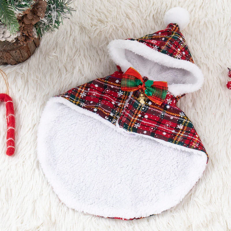 Christmas Tartan Hooded Cape for Dogs & Cats - Image 2