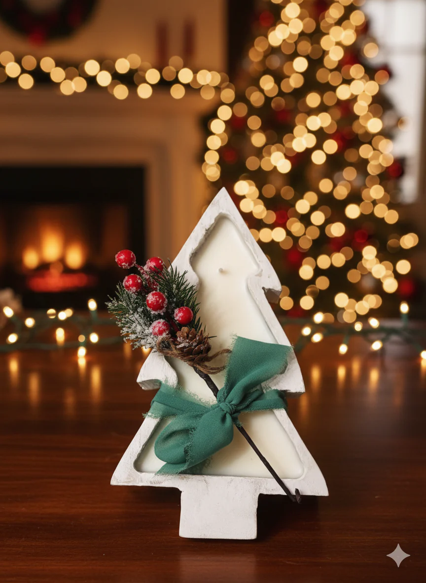 Christmas Tree Candle | Wood Bowl - Image 2