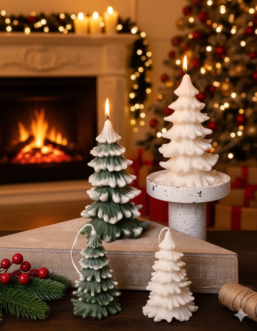 Christmas Tree Candles - Cedar Trees Holiday Decor - Image 2