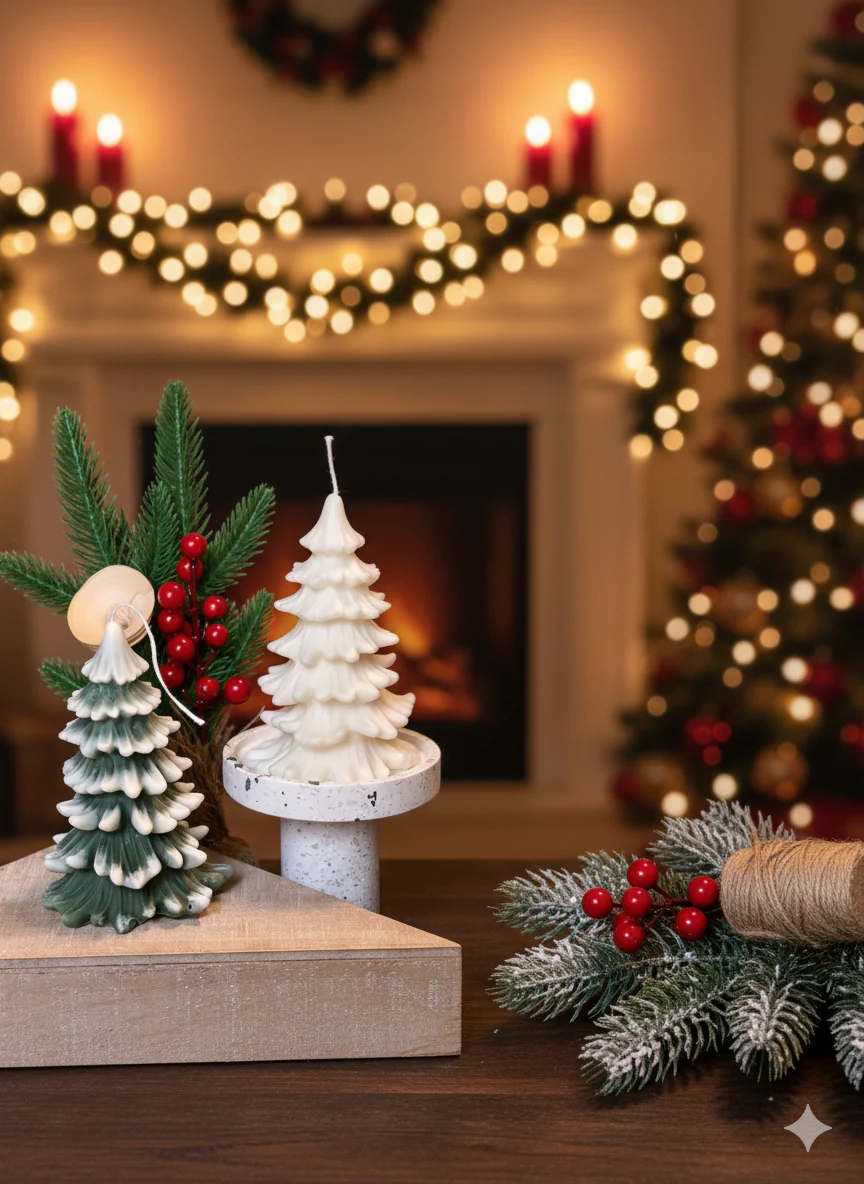 Christmas Tree Candles - Cedar Trees Holiday Decor - Image 3