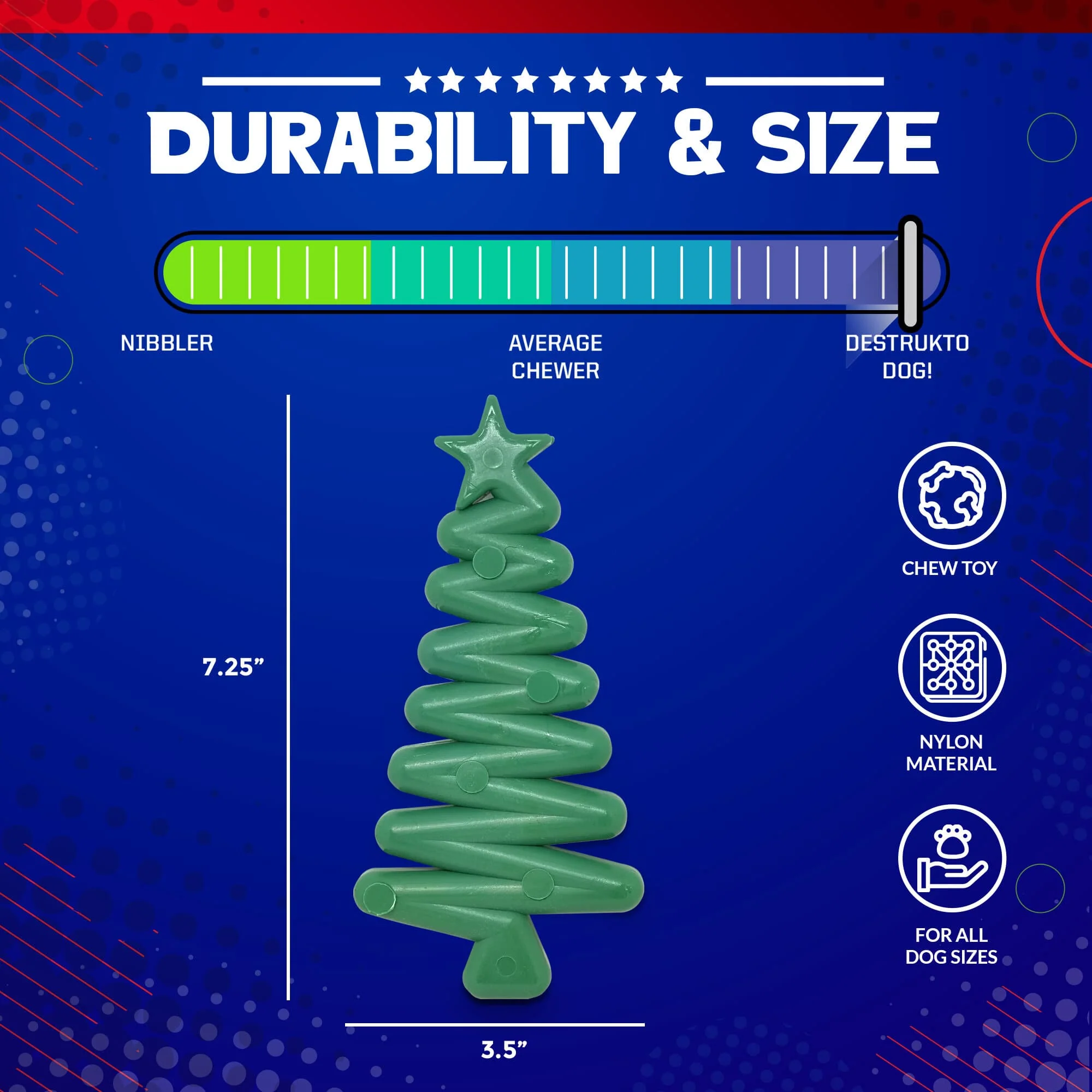 Christmas Tree Nylon Dog Chew Toy for Aggressive Chewers | USA Made & FDA Compliant - Image 4