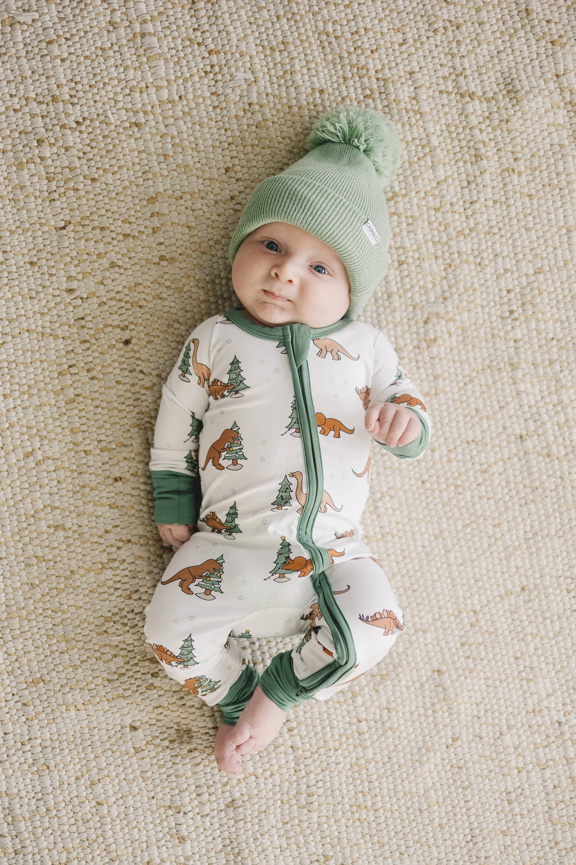 Christmas Tree-Rex Dino Bamboo Zippy Romper *Newborn left - Image 3