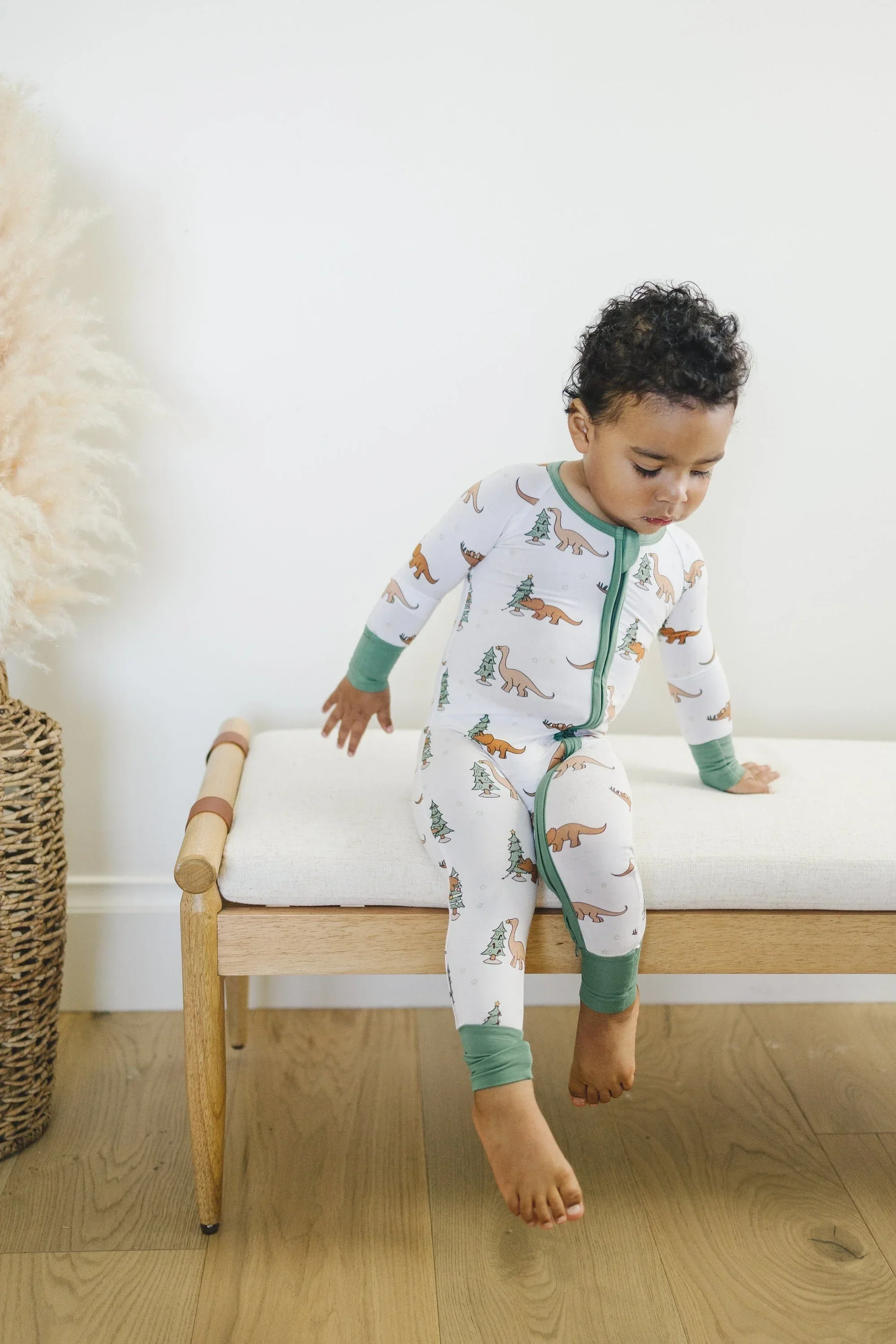 Christmas Tree-Rex Dino Bamboo Zippy Romper *Newborn left - Image 4