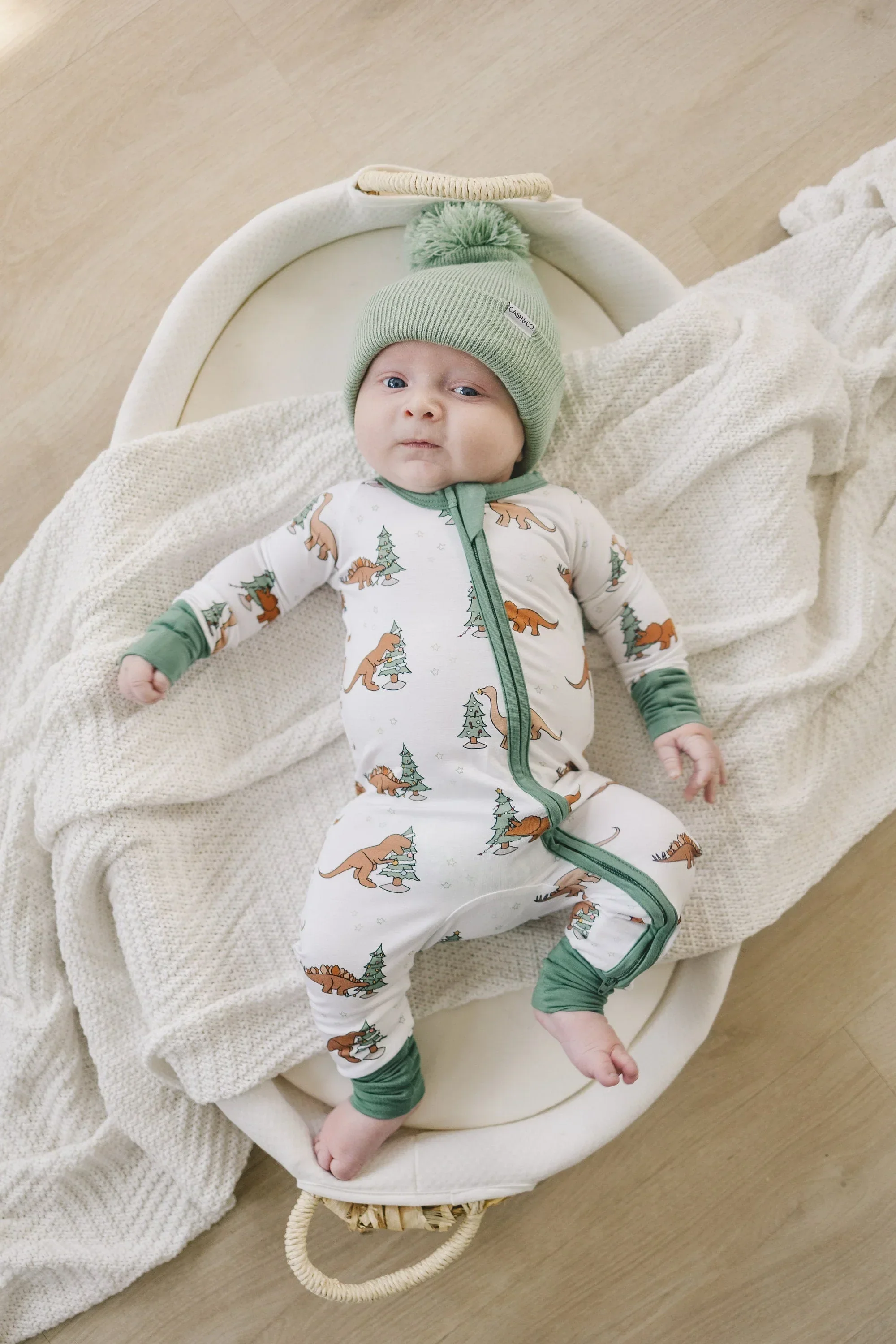 Christmas Tree-Rex Dino Bamboo Zippy Romper *Newborn left - Image 5
