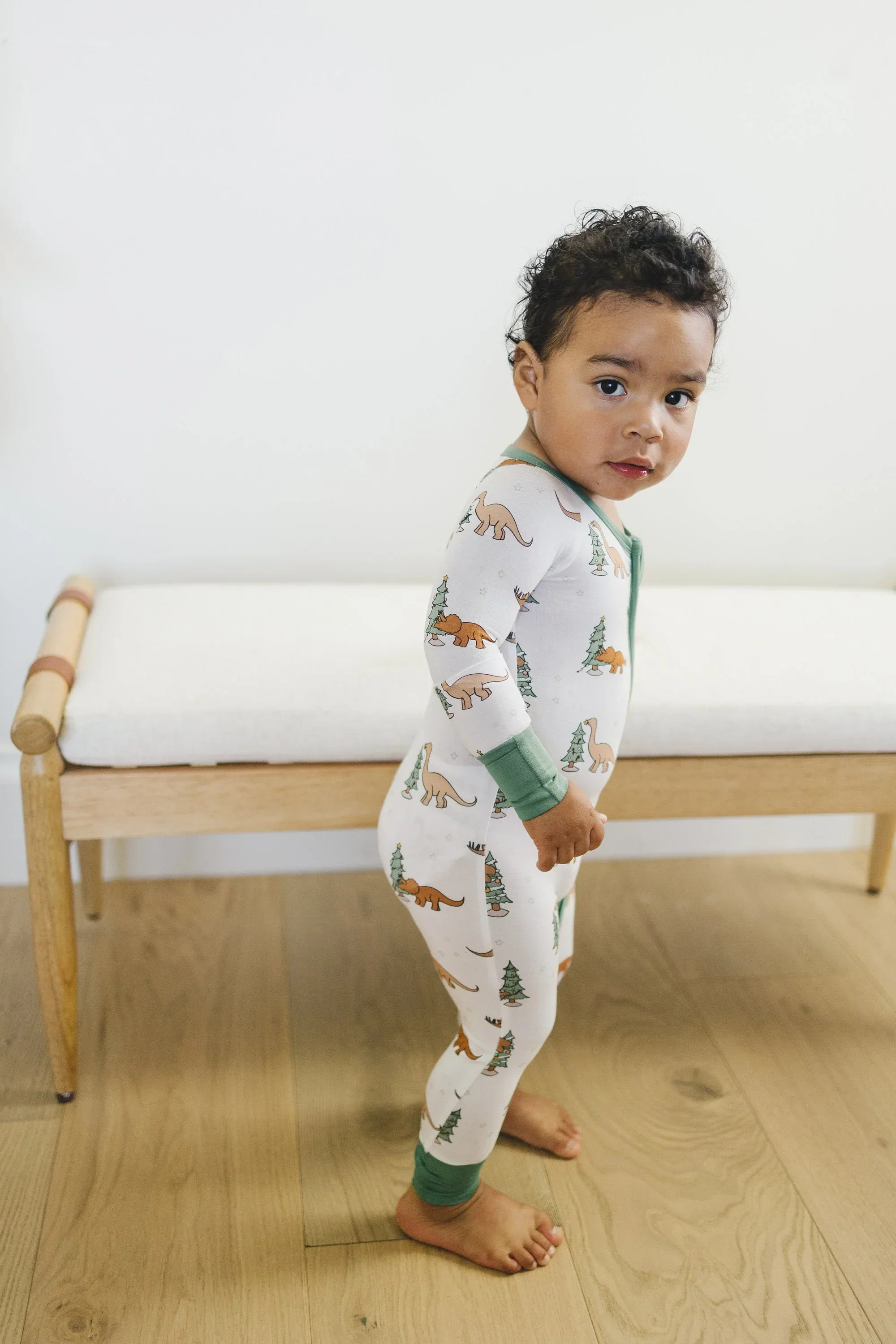 Christmas Tree-Rex Dino Bamboo Zippy Romper *Newborn left - Image 6