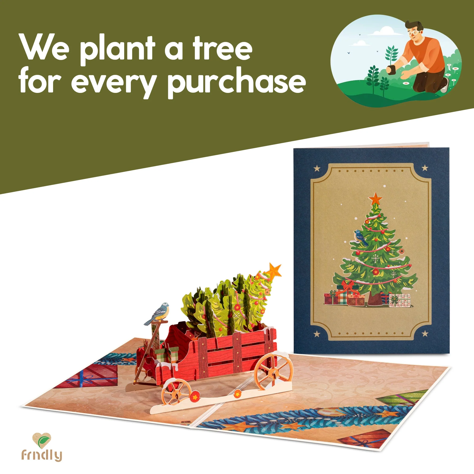 Christmas Tree Wagon Pop Up Christmas Card - Image 4