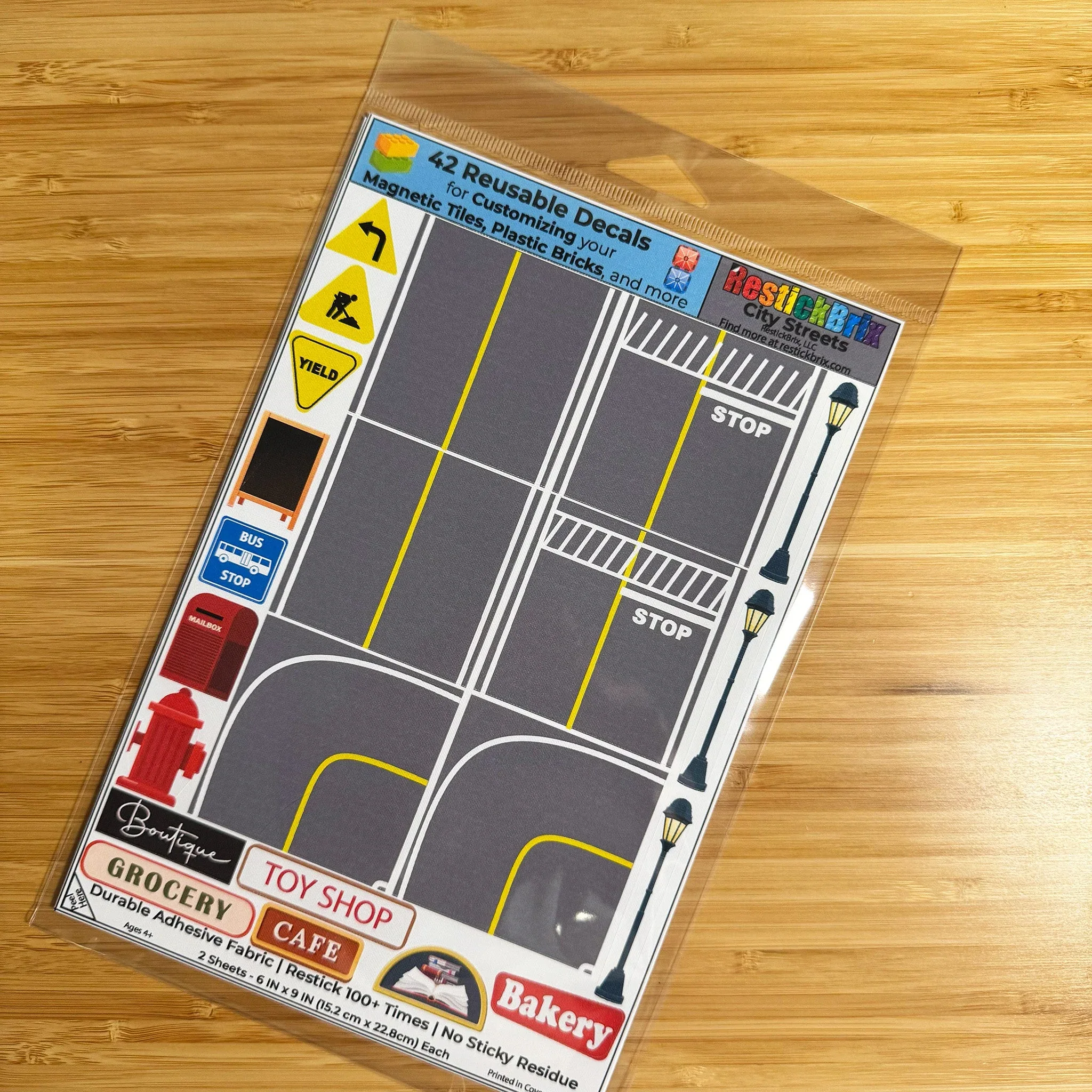 City Streets: Reusable Decals for Customizing Magnetic Tiles, Plastic Bricks, and more - Image 2