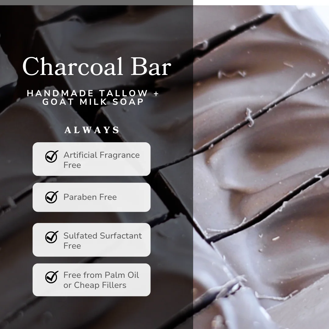 Clarifying Charcoal Bar Handmade Tallow and Goat Milk Soap Bar - Image 4