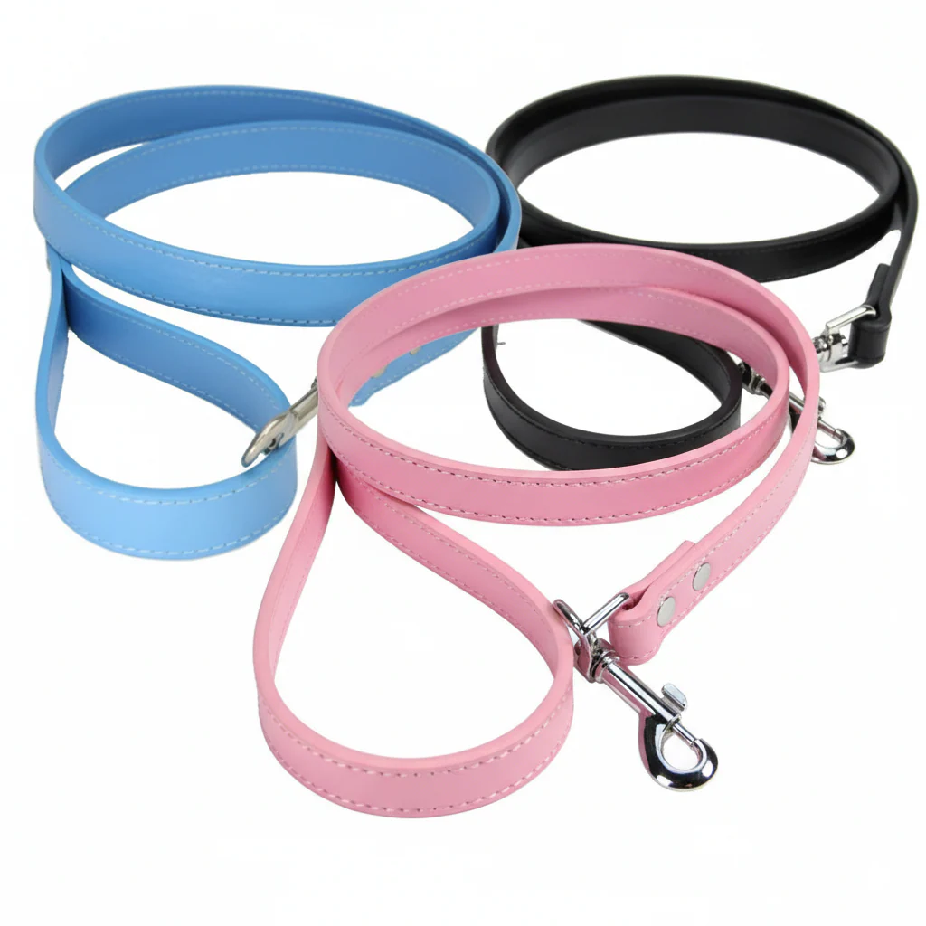 Classic Leather Dog Leash – Soft Vegan Leather Everyday Walking Lead - Image 2