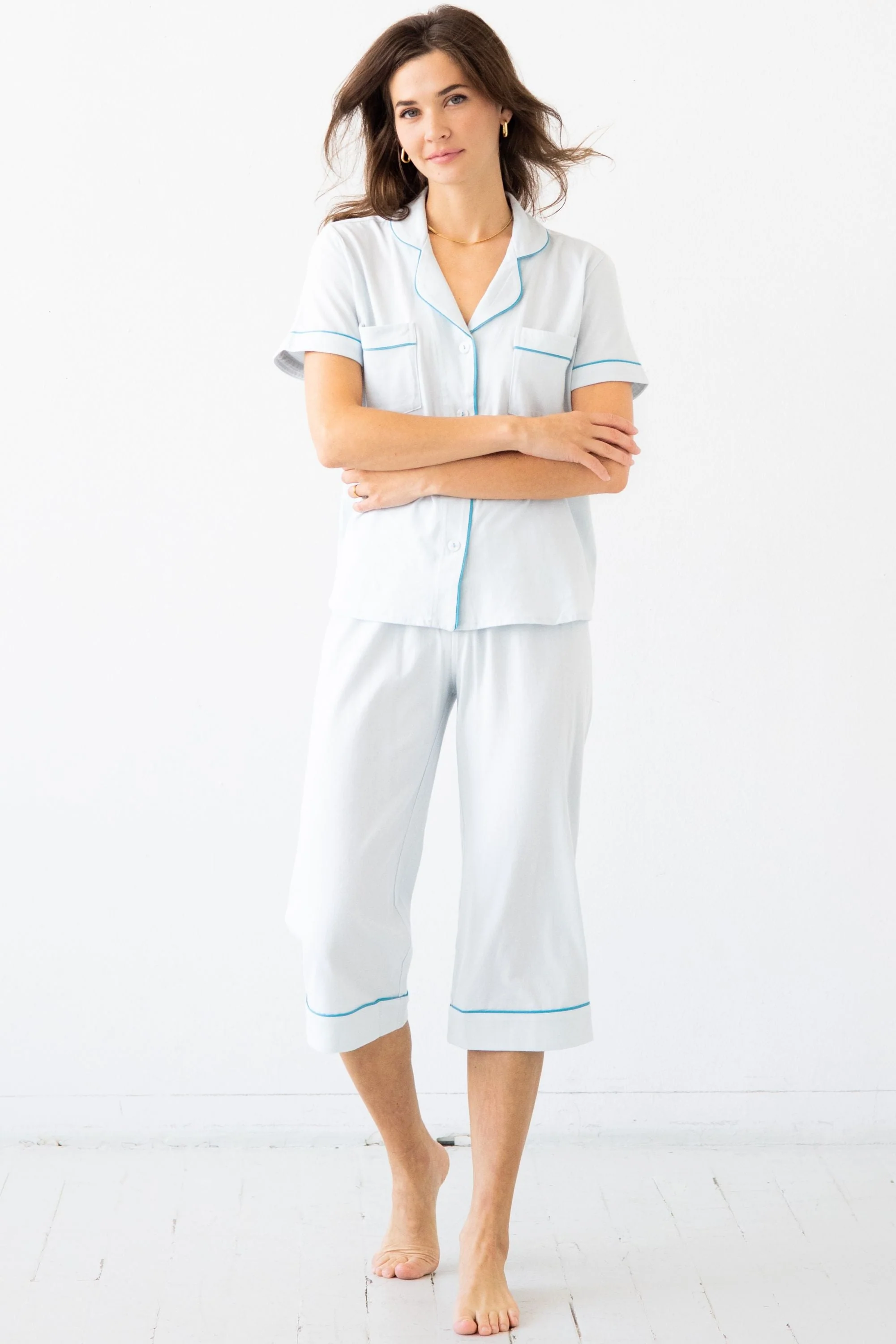 Classic Luxury Capri Pajamas in  Brushed Pima Cotton - Image 2
