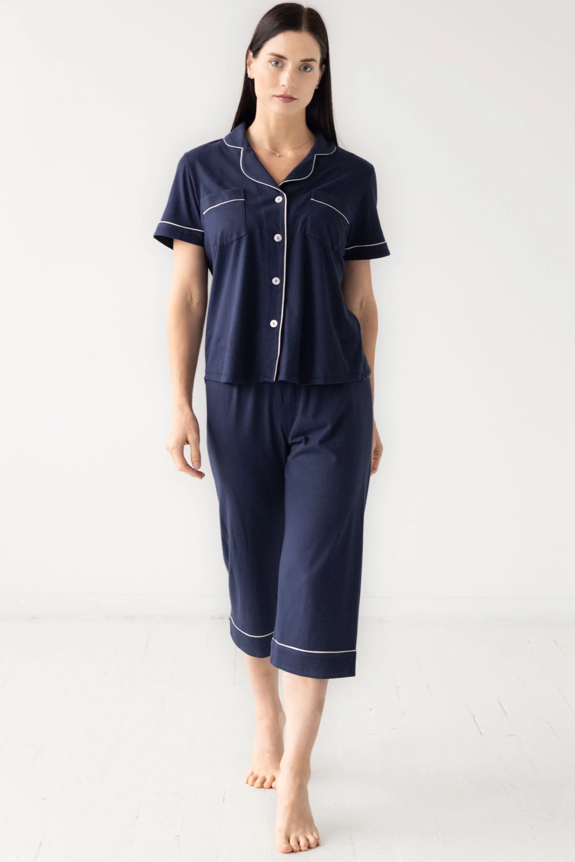 Classic Luxury Capri Pajamas in  Brushed Pima Cotton - Image 4