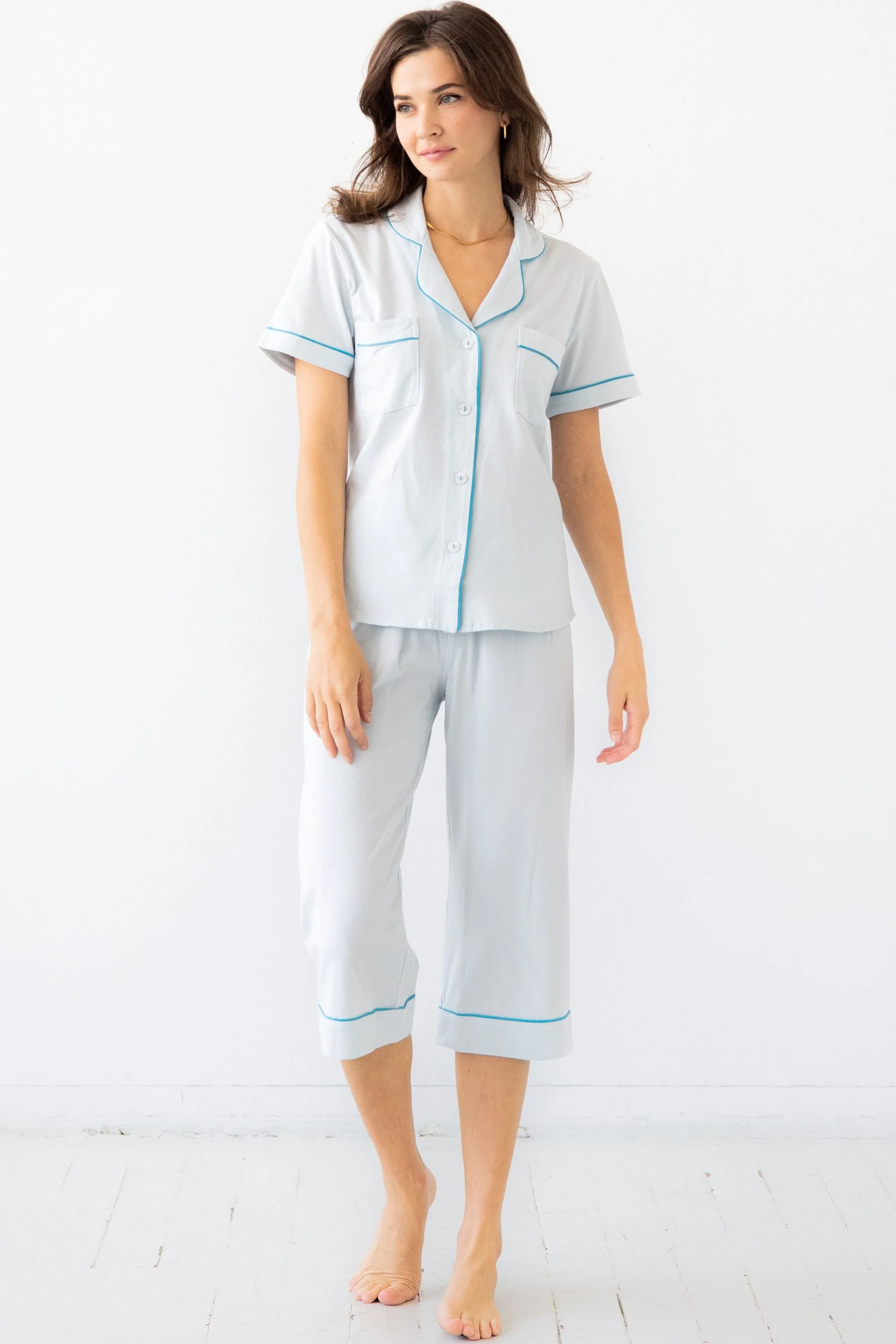 Classic Luxury Capri Pajamas in  Brushed Pima Cotton - Image 5