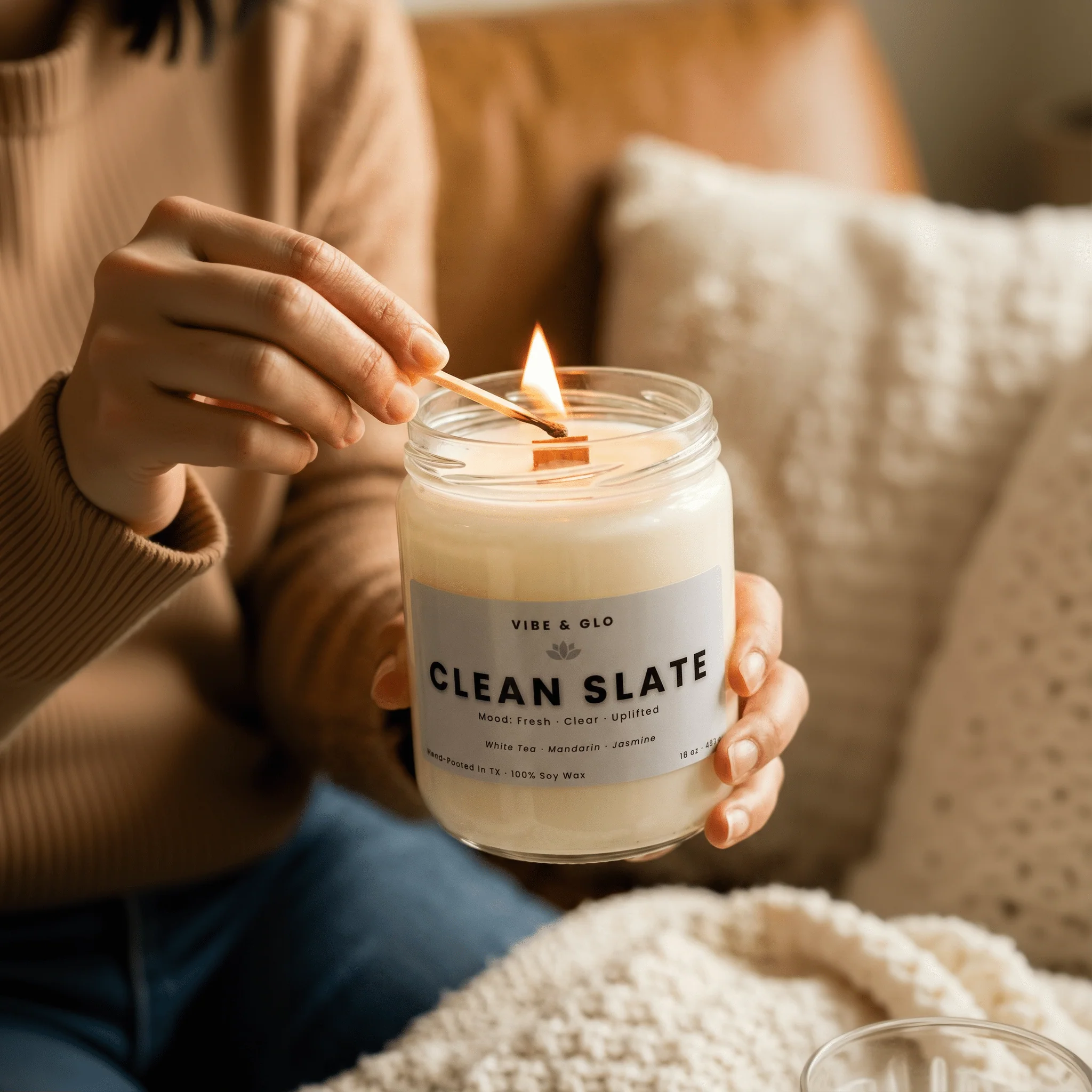 Clean Slate – White Tea & Jasmine Soy Candle - Image 4