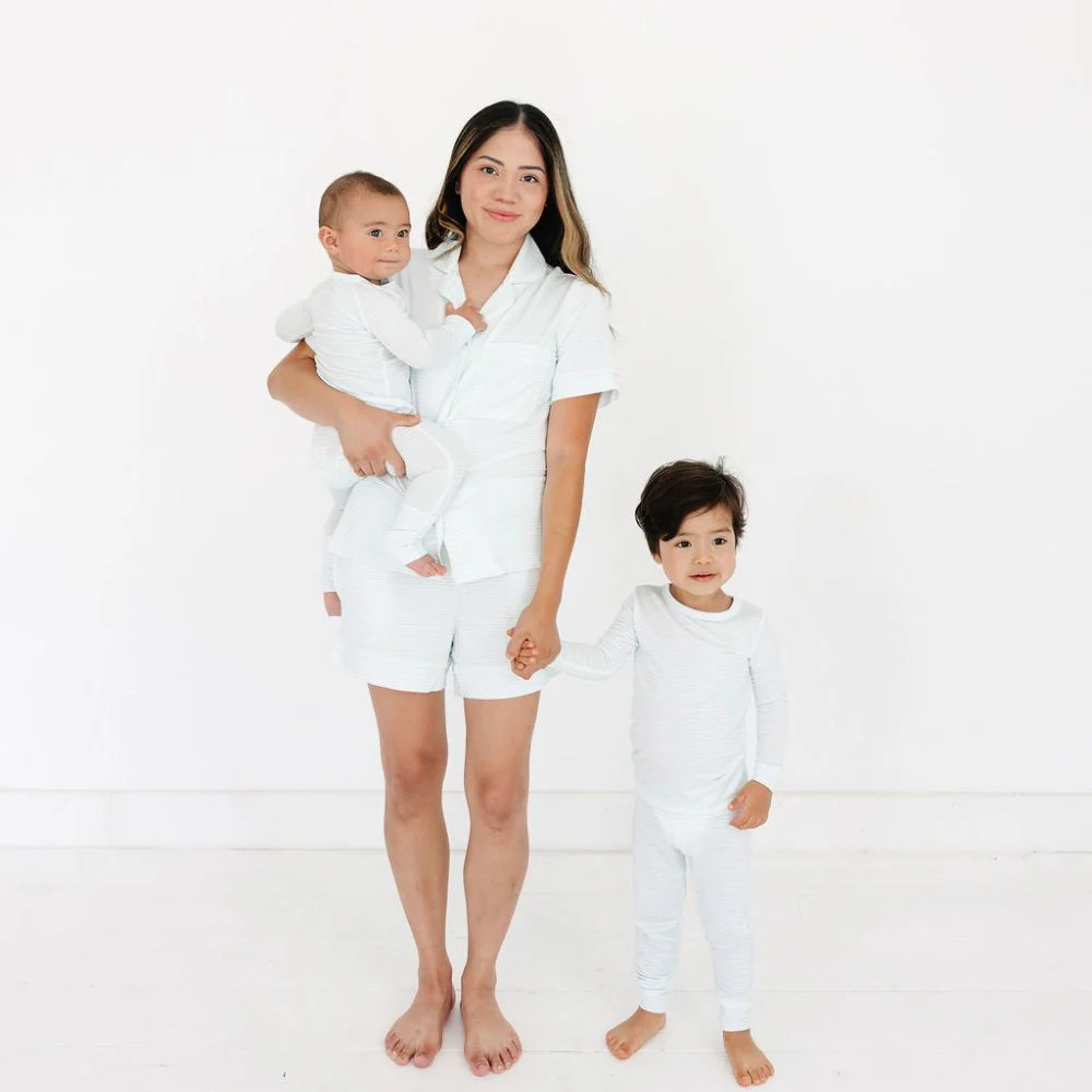 Cloud Stripe Short Sleeve & Shorts Bamboo Women's Pajama Set - Image 7