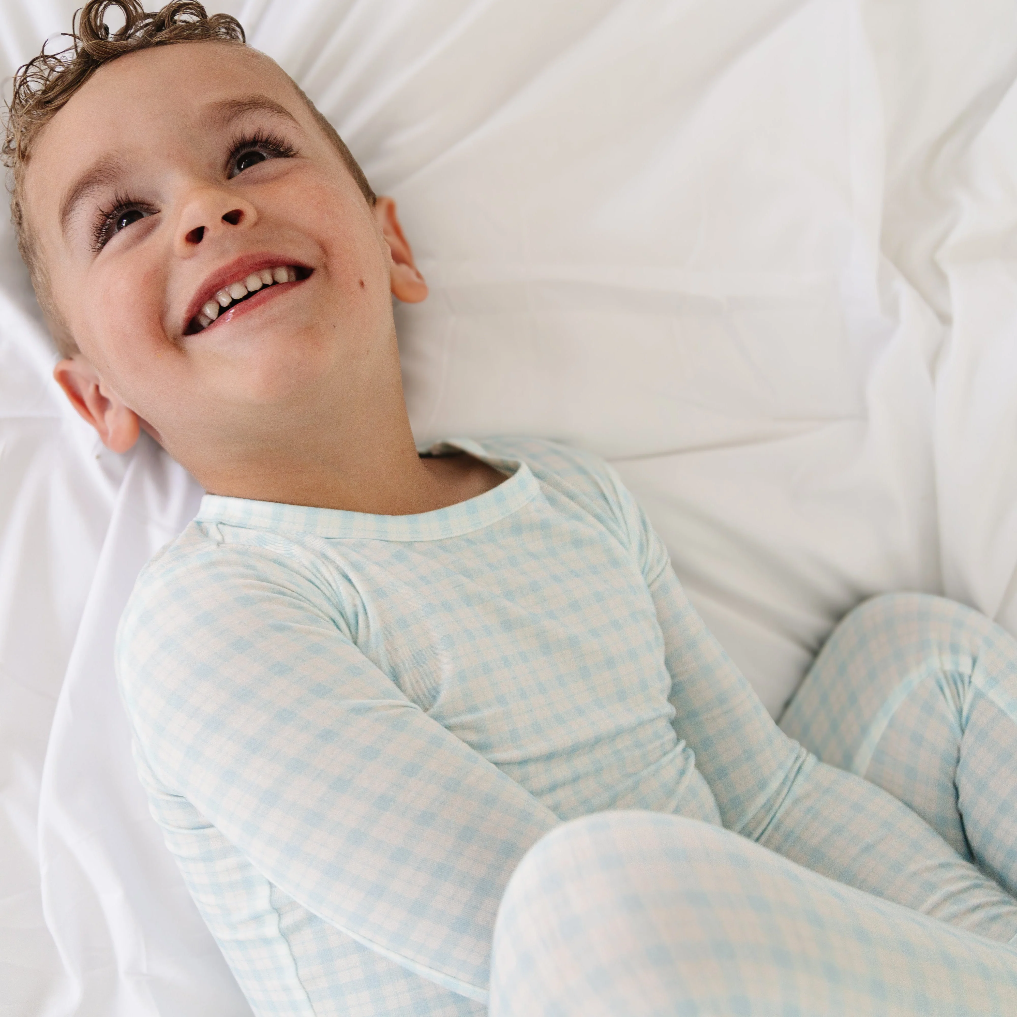 Coastal Check Bamboo Toddler Pajama Set - Image 4