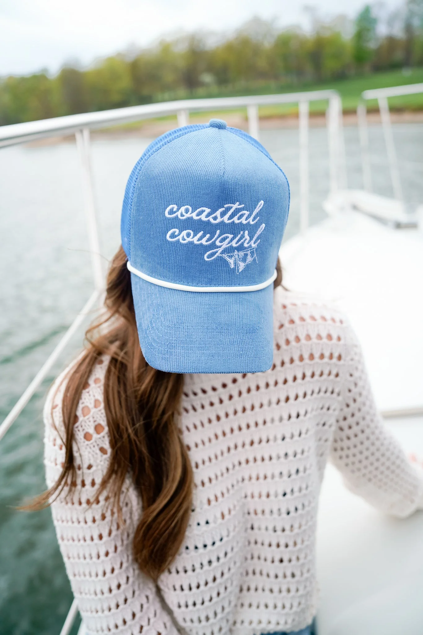 Coastal Cowgirl - Blue Corduroy Trucker Hat