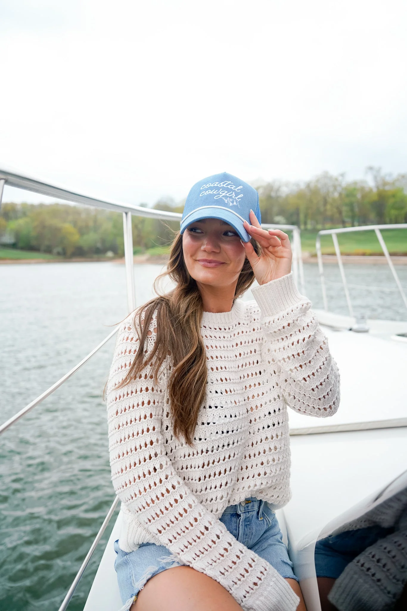 Coastal Cowgirl - Blue Corduroy Trucker Hat - Image 2