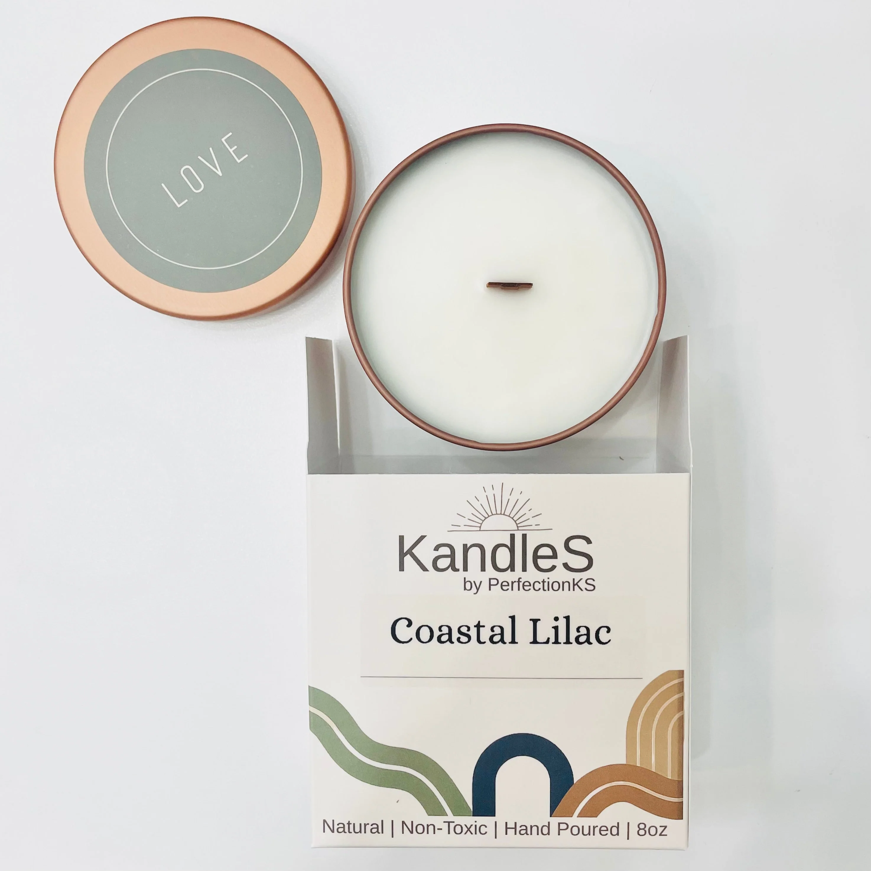 Coastal Lilac Luxury Candle | 8oz Non-Toxic Soy Candle with Wooden Wick | Clean Burn - Image 3