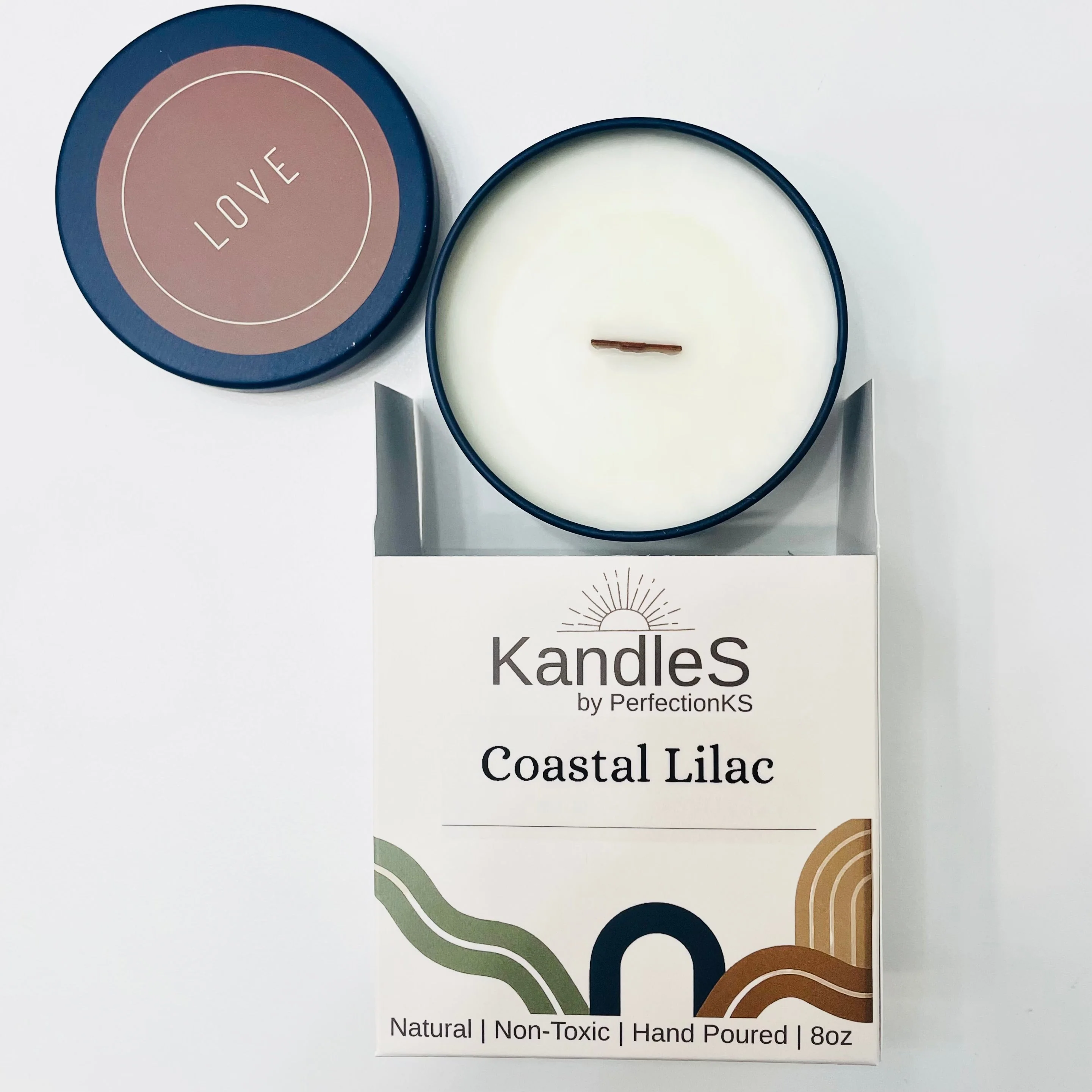 Coastal Lilac Luxury Candle | 8oz Non-Toxic Soy Candle with Wooden Wick | Clean Burn - Image 4