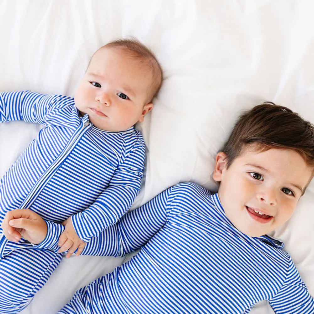 Cobalt Stripe Bamboo Toddler Pajama Set - Image 6