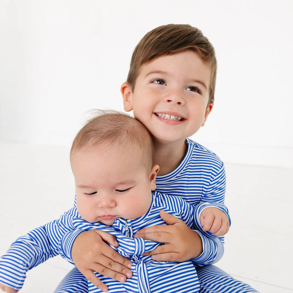 Cobalt Stripe Bamboo Toddler Pajama Set - Image 7