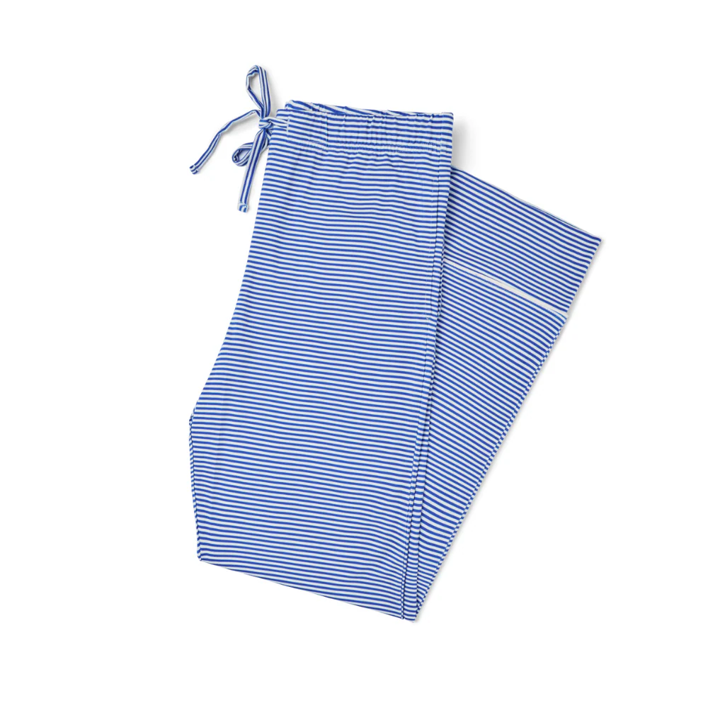 Cobalt Stripe Short Sleeve & Pants Bamboo Women's Pajama Set - Image 3